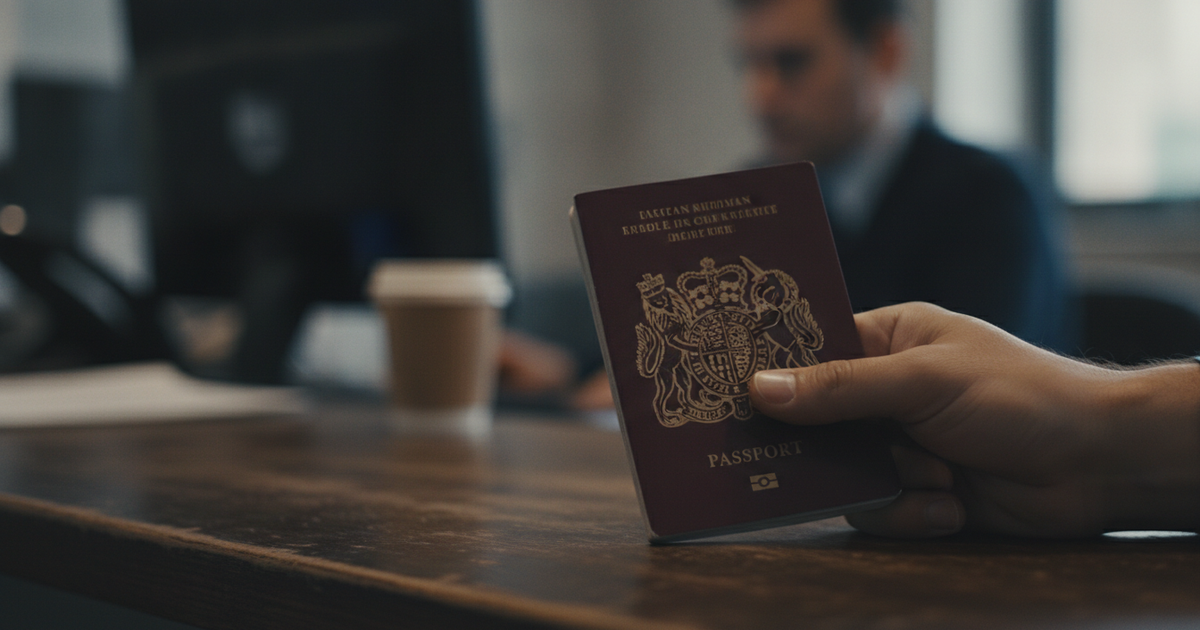 Passaporte entregue num balcão de controlo fronteiriço