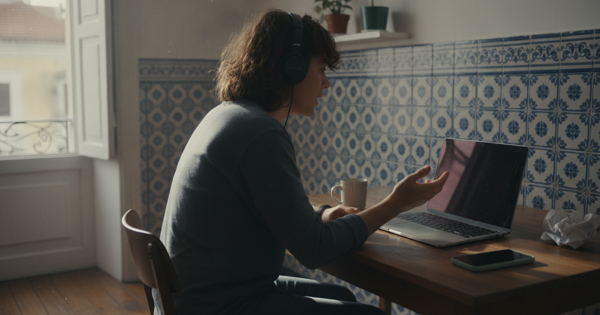Videochamada de consultoria num apartamento em Lisboa