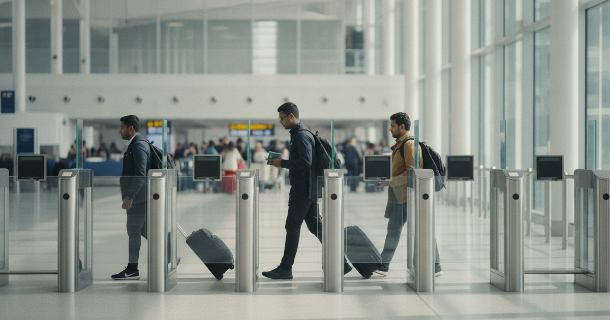 Passageiros nas eGates de um aeroporto britânico