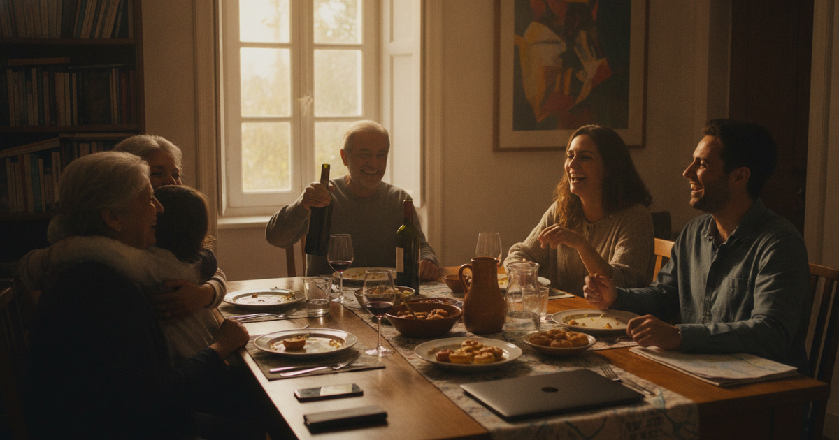 Jantar de família de várias gerações em casa
